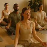 Group seated in lotus meditation