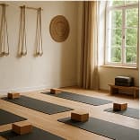 Empty yoga studio with mats