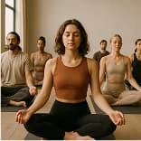 Woman meditating in lotus pose
